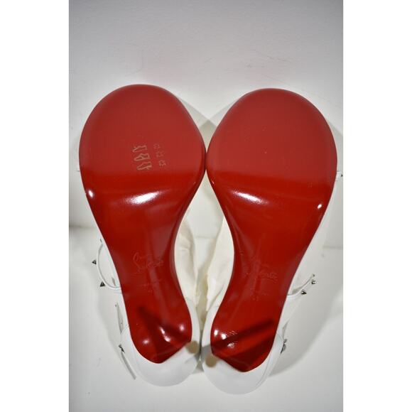 Christian Louboutin Riojana Spikes 100 White Ankle Strappy Sandal Heel Pump 41 - Picture 12 of 12